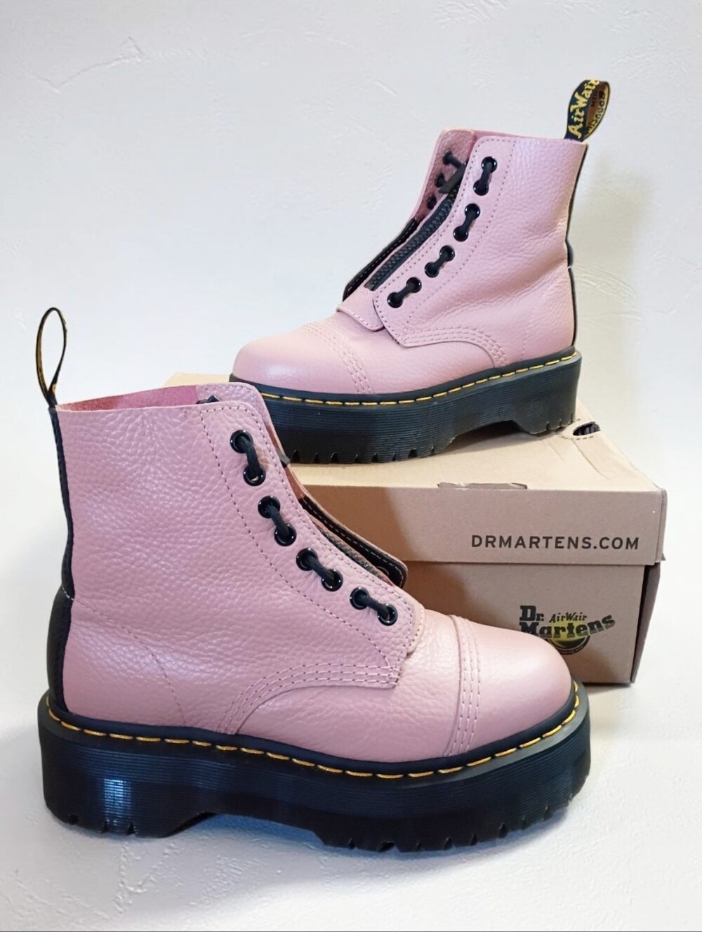 Dr. Martens Sinclair Milled Nappa Peach Beige Platform Boots